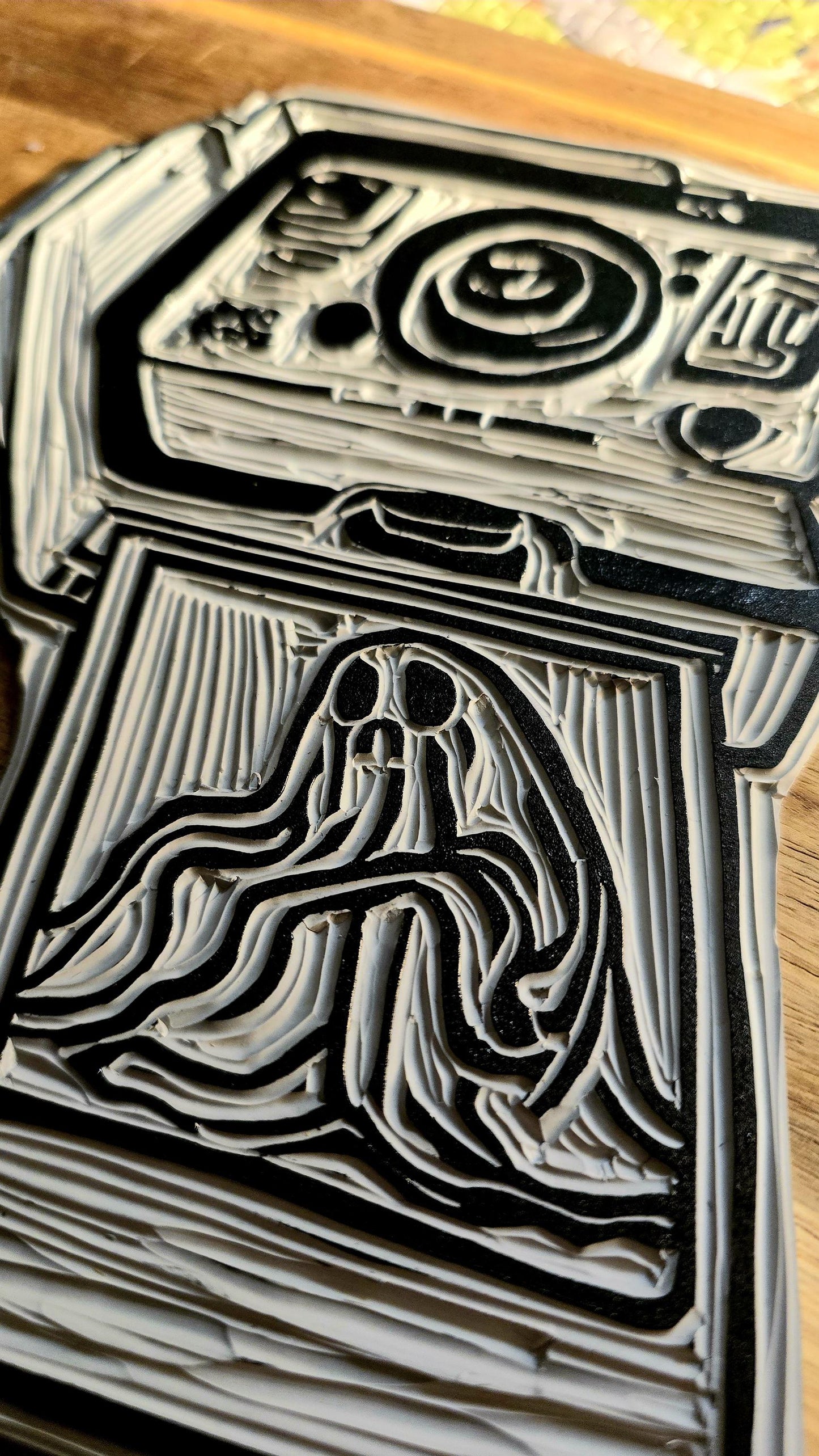 SadCuteGhost | Original | Linoprint | Caught on Camera