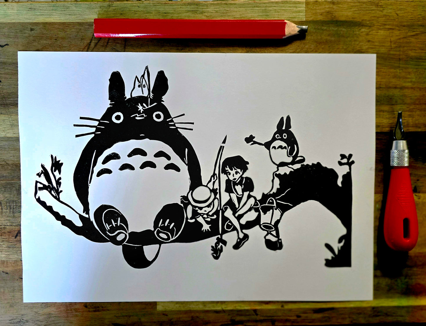 Studio Ghibli Print | Original Linoprint | My Neighbour Totoro