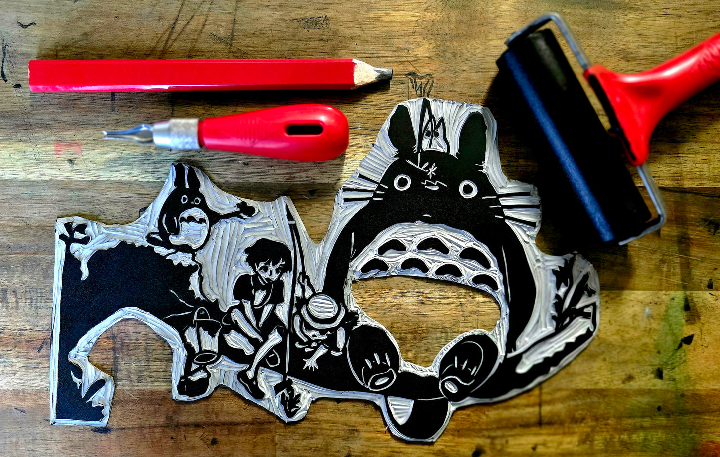 Studio Ghibli Print | Original Linoprint | My Neighbour Totoro