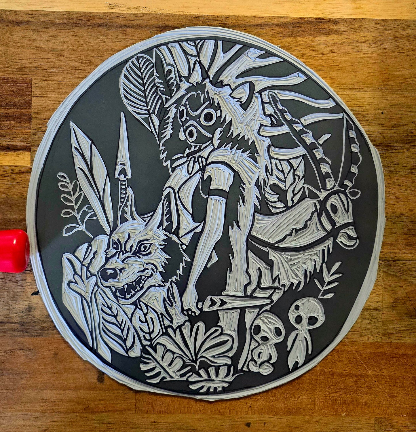 Studio Ghibli Print | Original Linoprint | Princess Mononoke