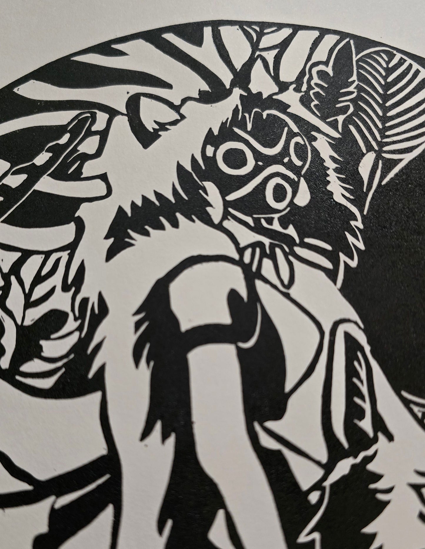 Studio Ghibli Print | Original Linoprint | Princess Mononoke