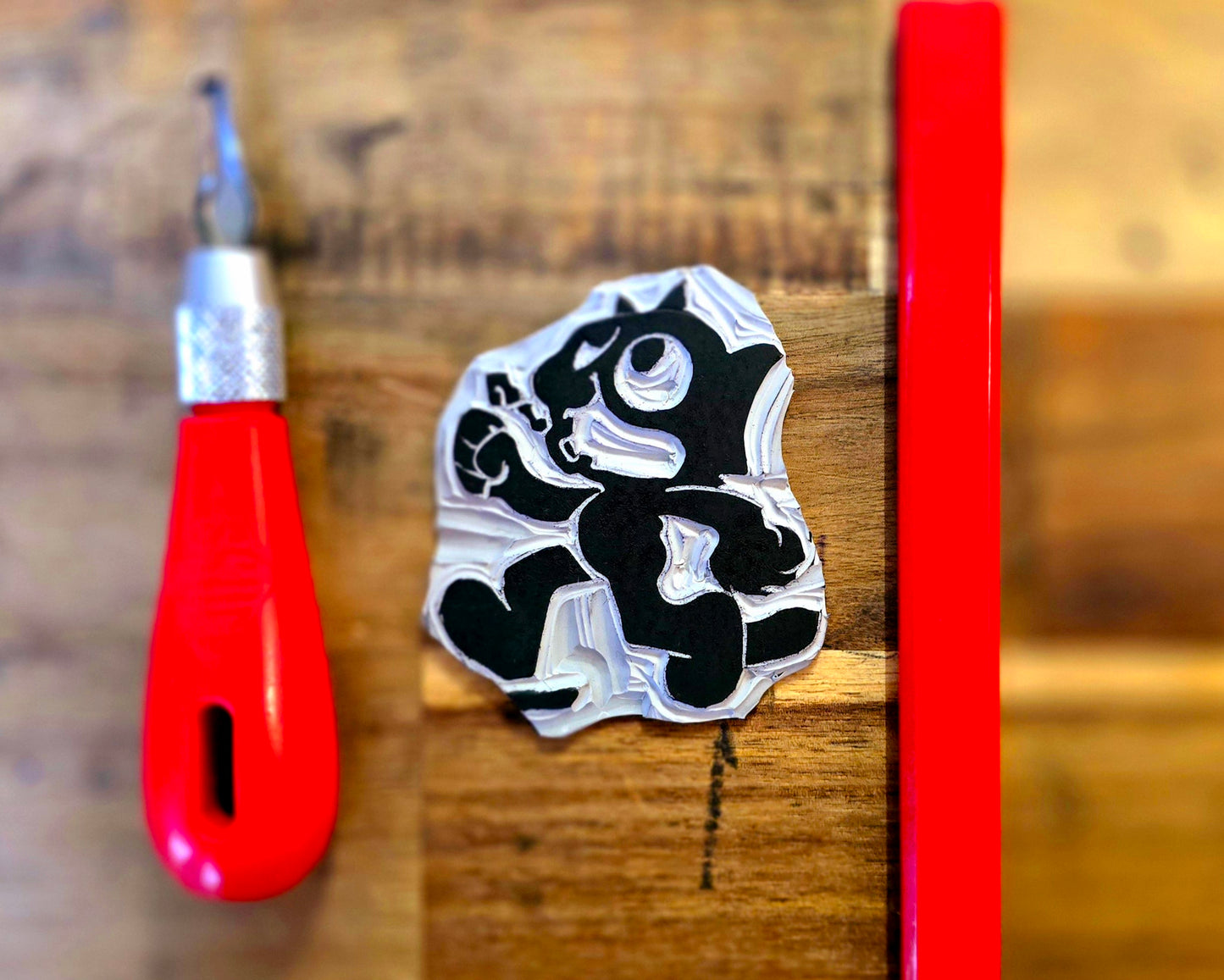 Felix the Cat Mini Print | Original Linoprint | Black Cat Print