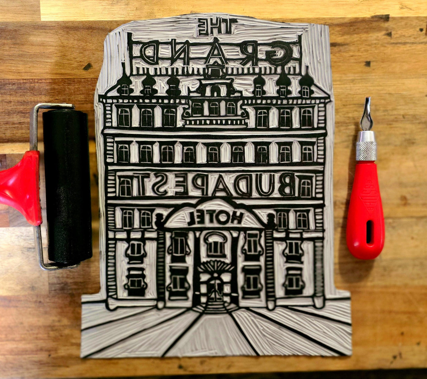 The Grand Budapest Hotel | Original Linoprint | Wes Anderson Movie Print