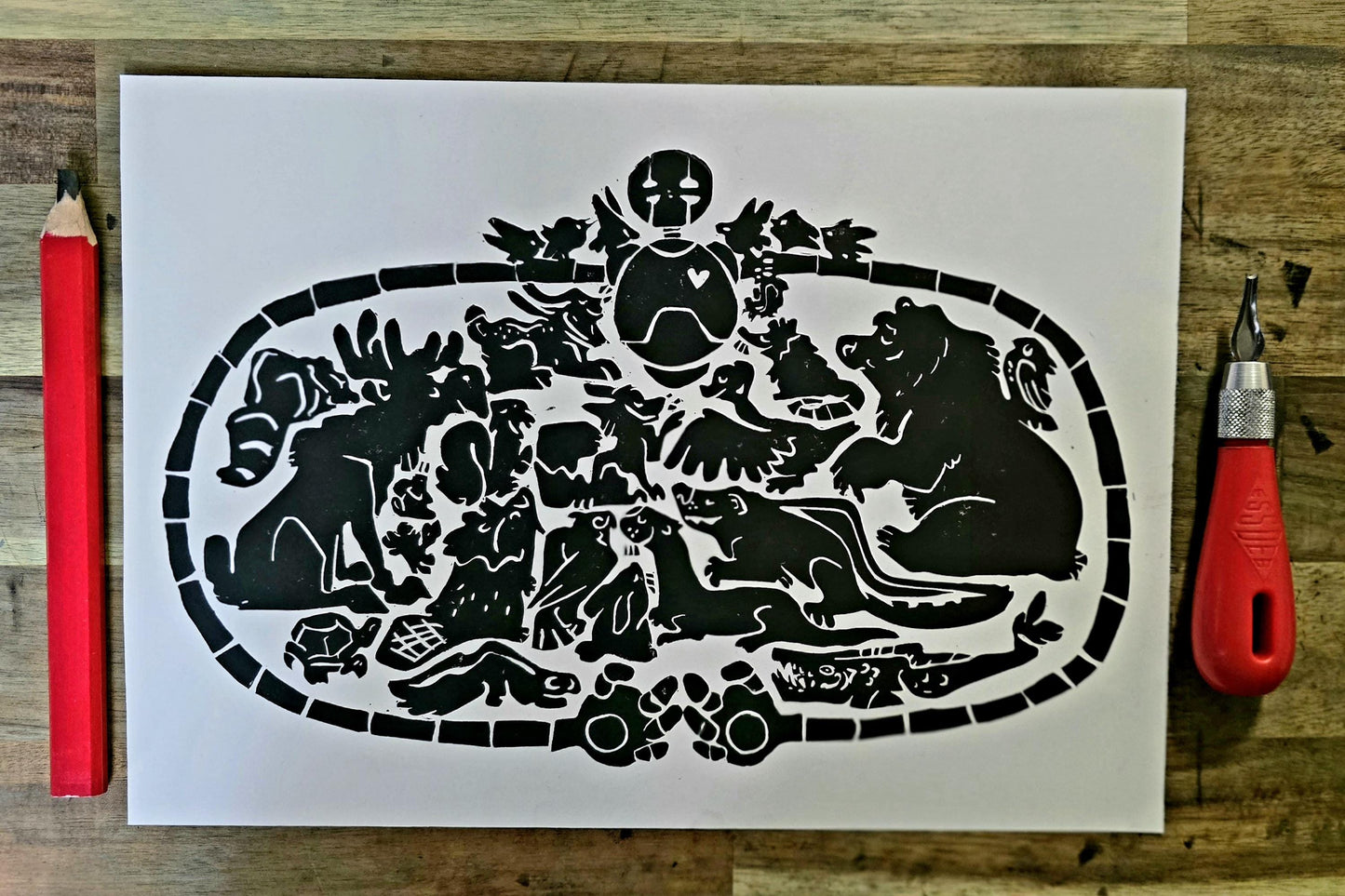 The Wild Robot | Original Linoprint |