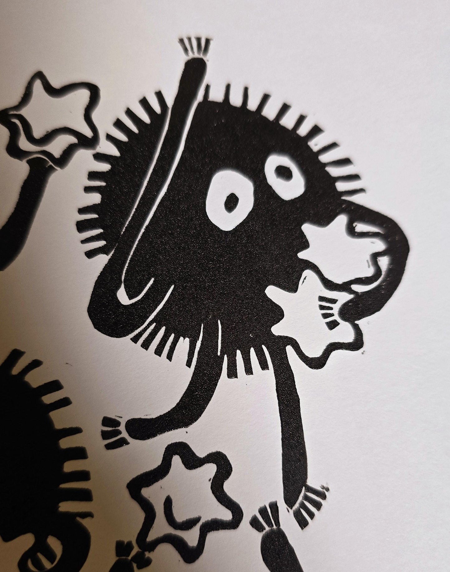 Studio Ghibli Print | Original Linoprint | 'Soot Sprites'
