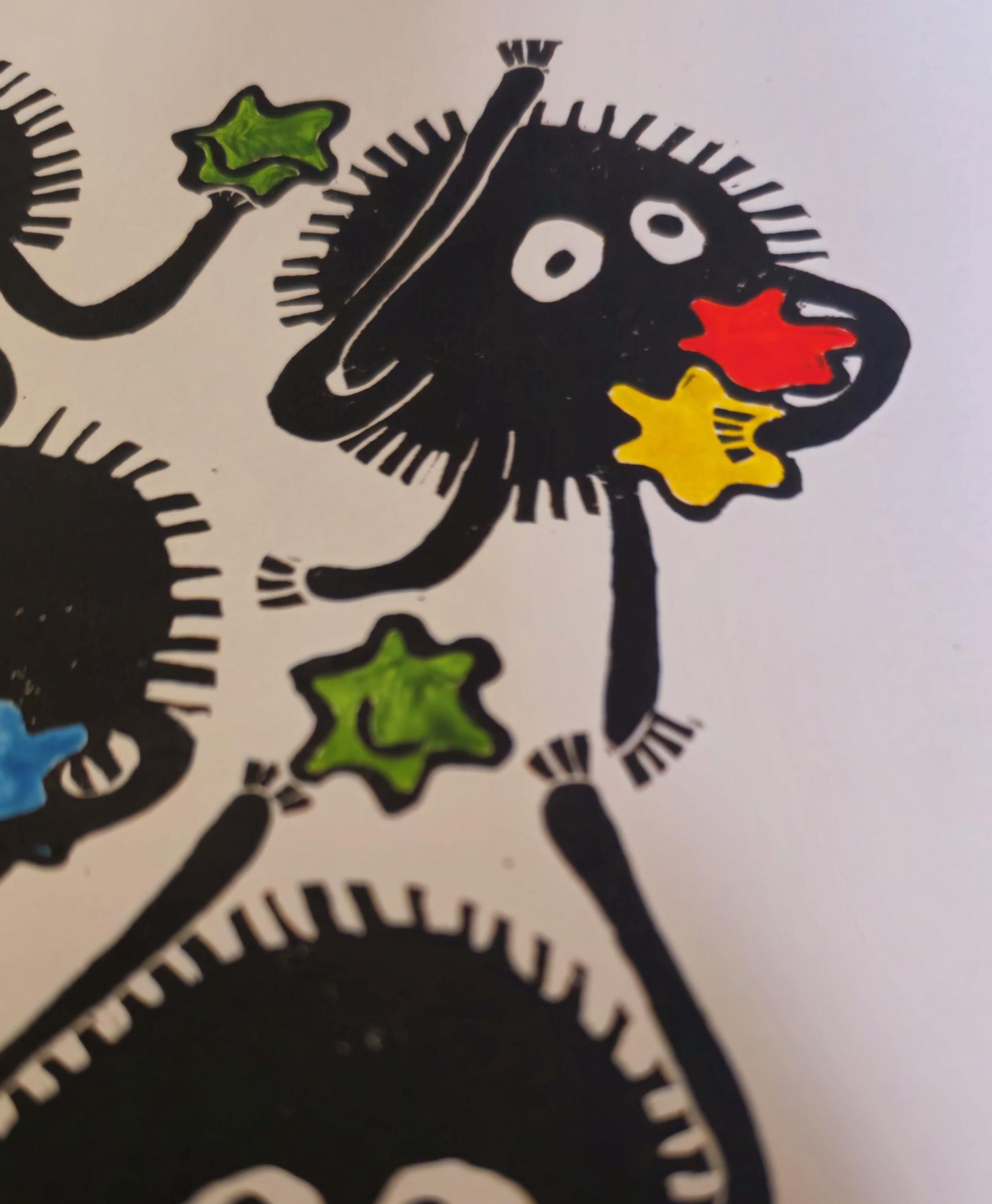 Studio Ghibli Print | Original Linoprint | 'Soot Sprites'