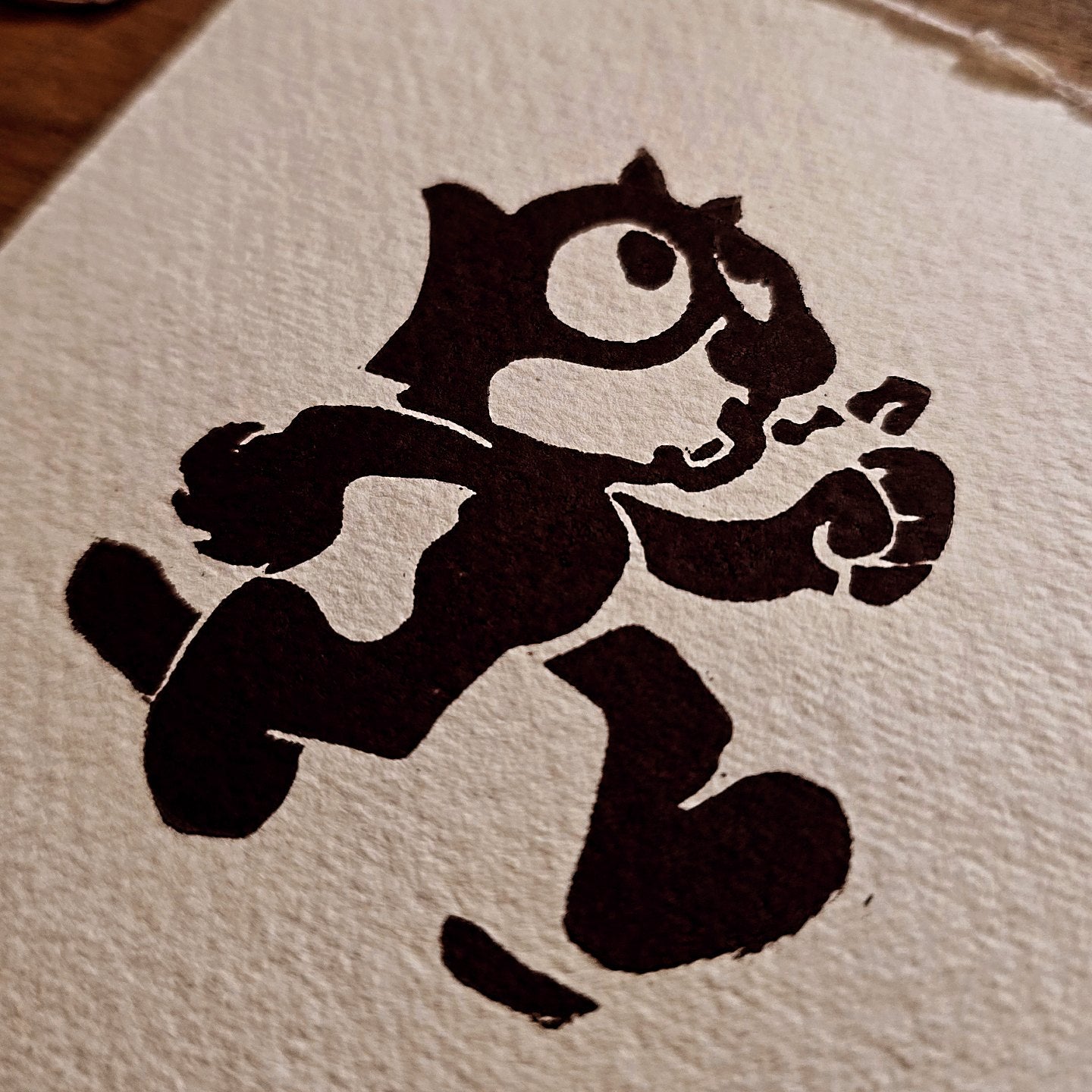 Felix the Cat Mini Print | Original Linoprint | Black Cat Print