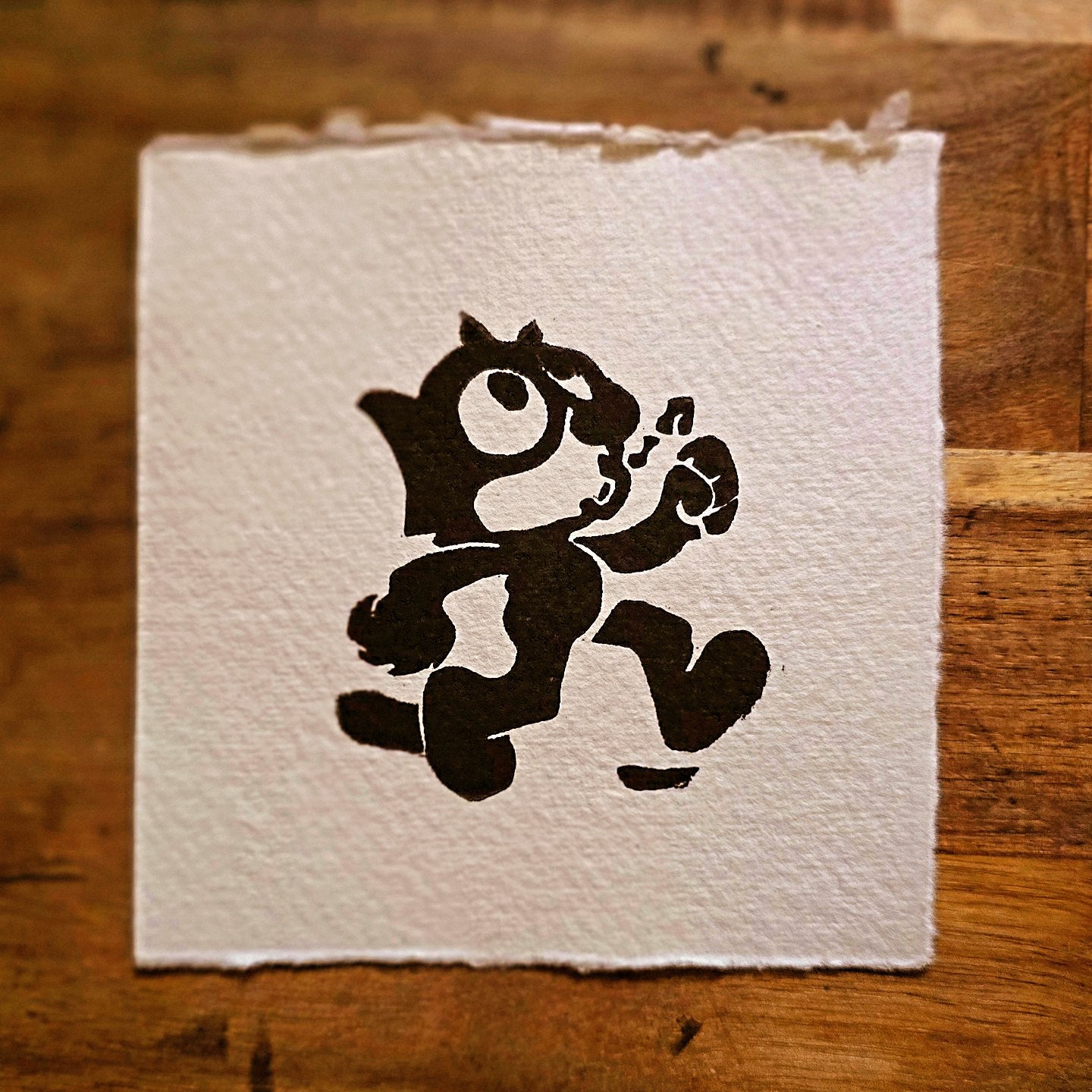 Felix the Cat Mini Print | Original Linoprint | Black Cat Print