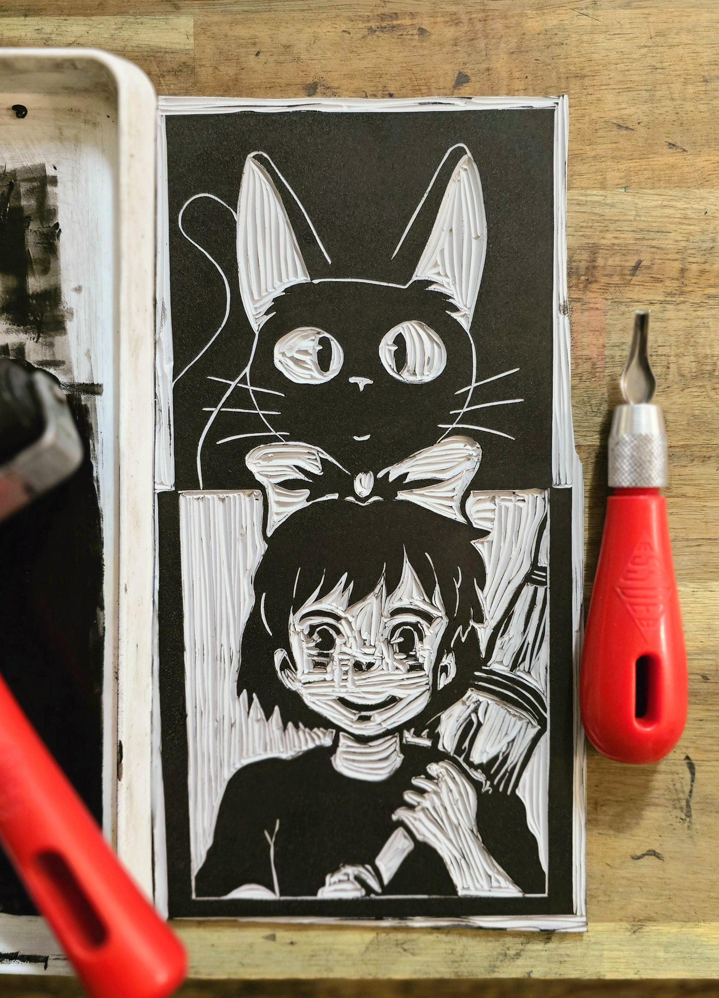 Studio Ghibli Print | Original Linoprint | Kiki's Delivery Service