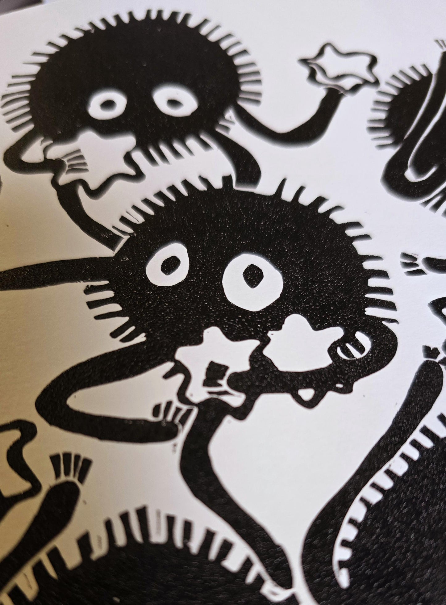 Studio Ghibli Print | Original Linoprint | 'Soot Sprites'