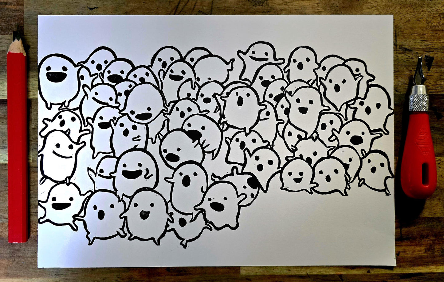 Studio Ghibli Print | Original Linoprint | Wadawada from The Boy and the Heron