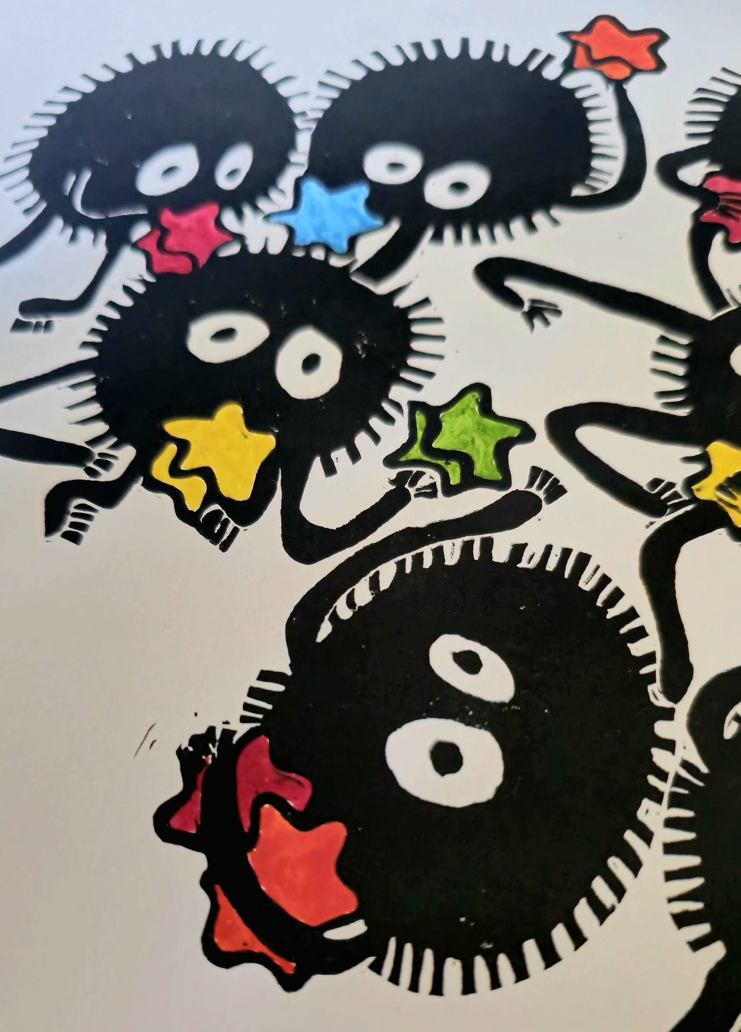 Studio Ghibli Print | Original Linoprint | 'Soot Sprites'
