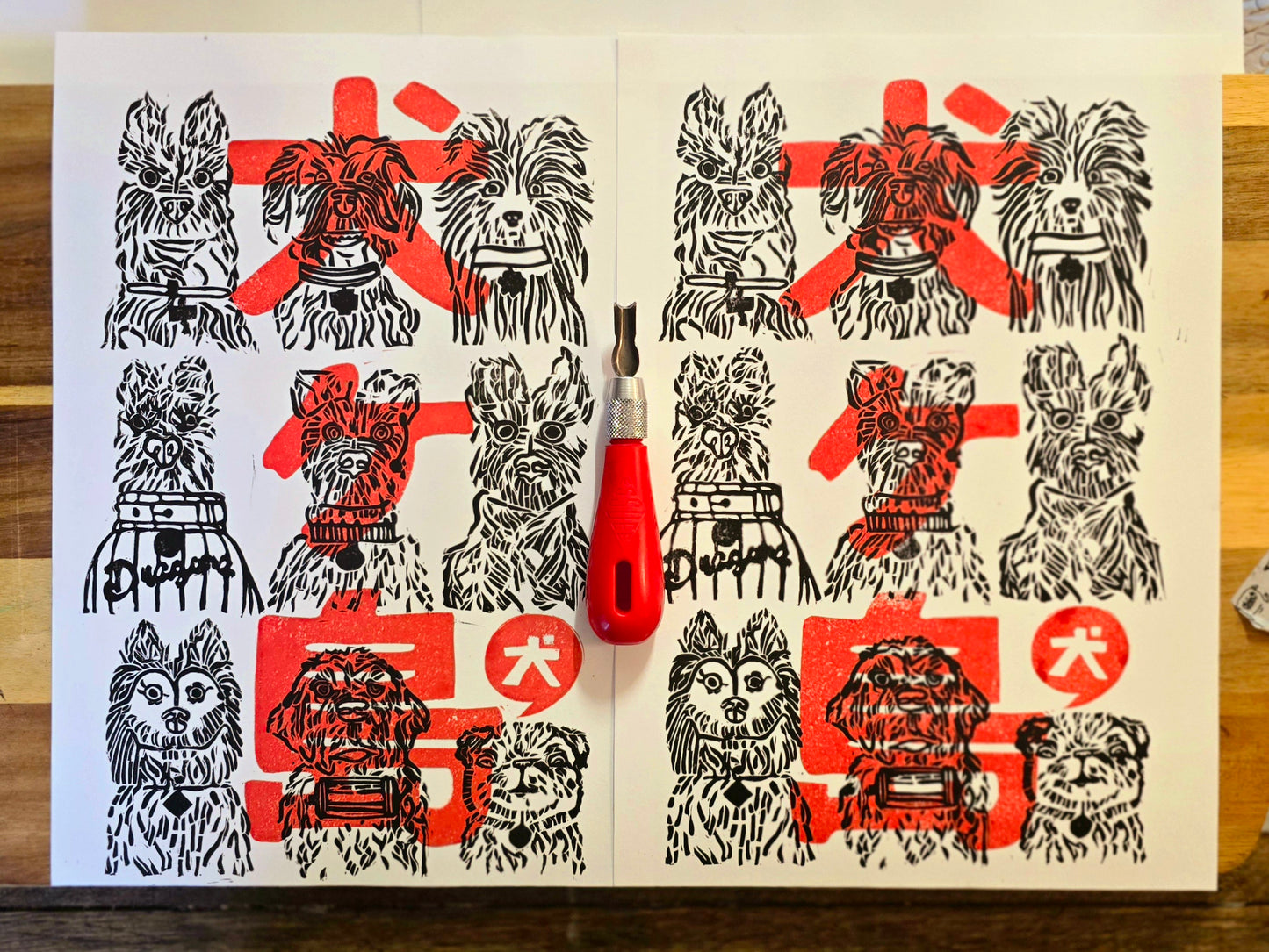 Isle of Dogs | Original Linoprint | Wes Anderson Movie Print