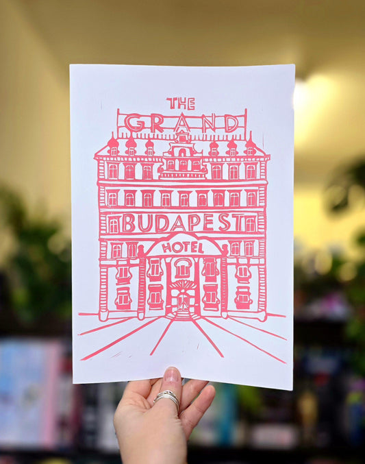 The Grand Budapest Hotel | Original Linoprint |  Wes Anderson Movie Print