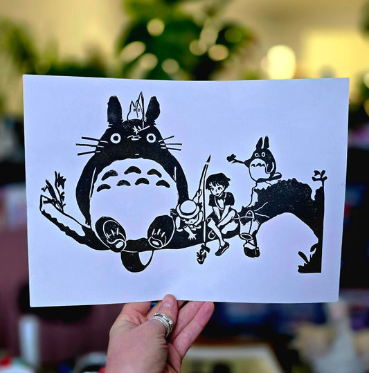 Studio Ghibli Print | Original Linoprint |  My Neighbour Totoro