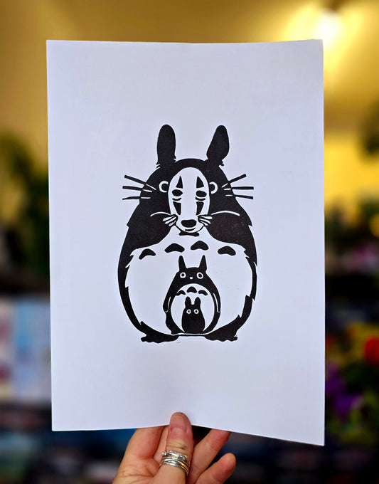 Studio Ghibli Print | Original Linoprint |  My Neighbour Totoro + Spirited Away